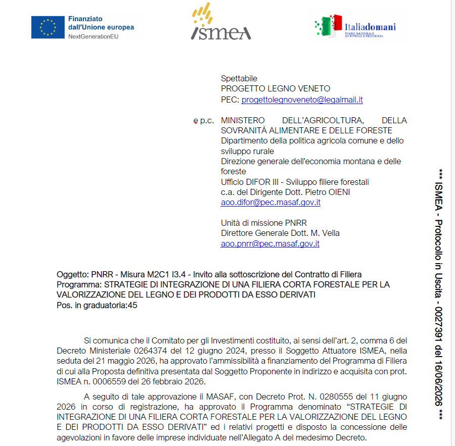 Estratto comunicazione approvazione progetto